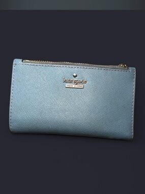 kate spade powder blue saffiano zip wallet